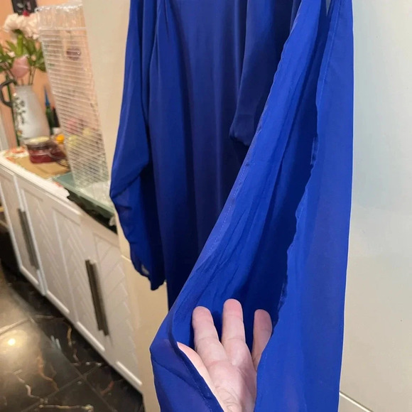 AMERICAN GLAMOUR BADGLEY MISCHKA blue sequins blouses top Sz XS - Picture 5 of 8